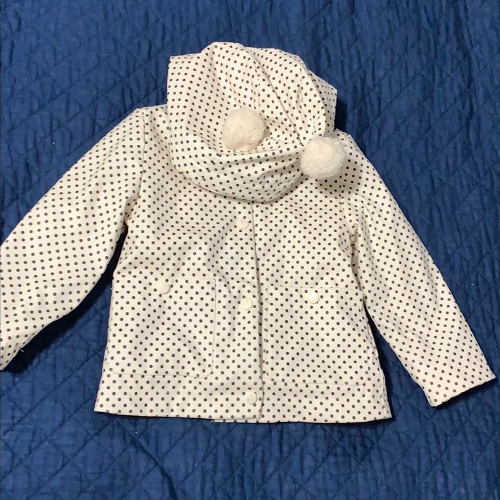 Polka dot, fur lined coat